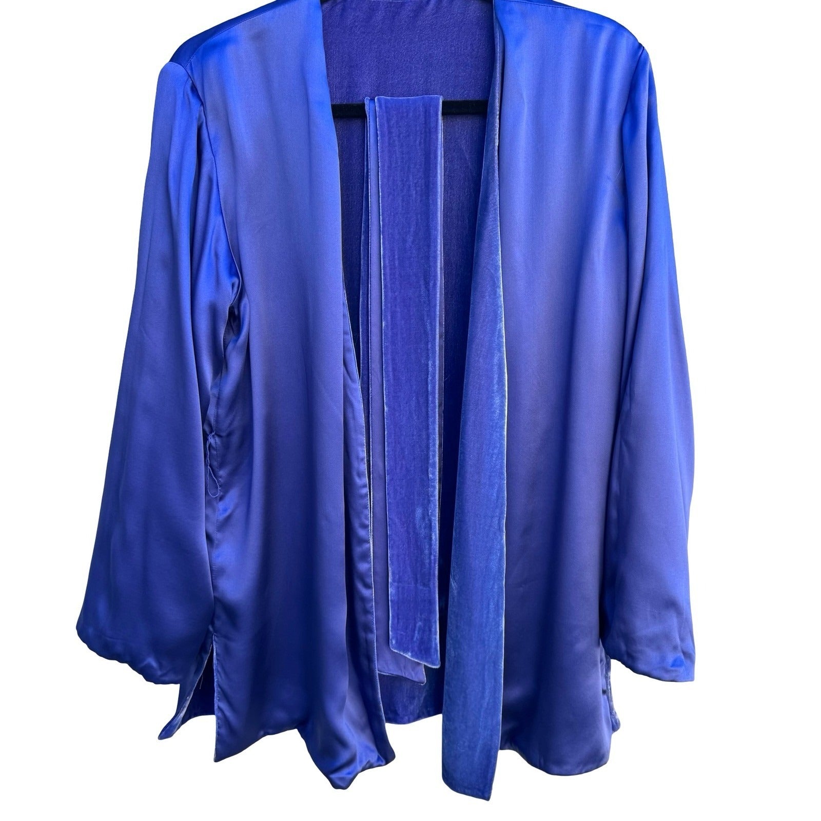 Randolph Duke The Look Reversible Silk Velvet Jacket Blue Open Cardigan SM NWT