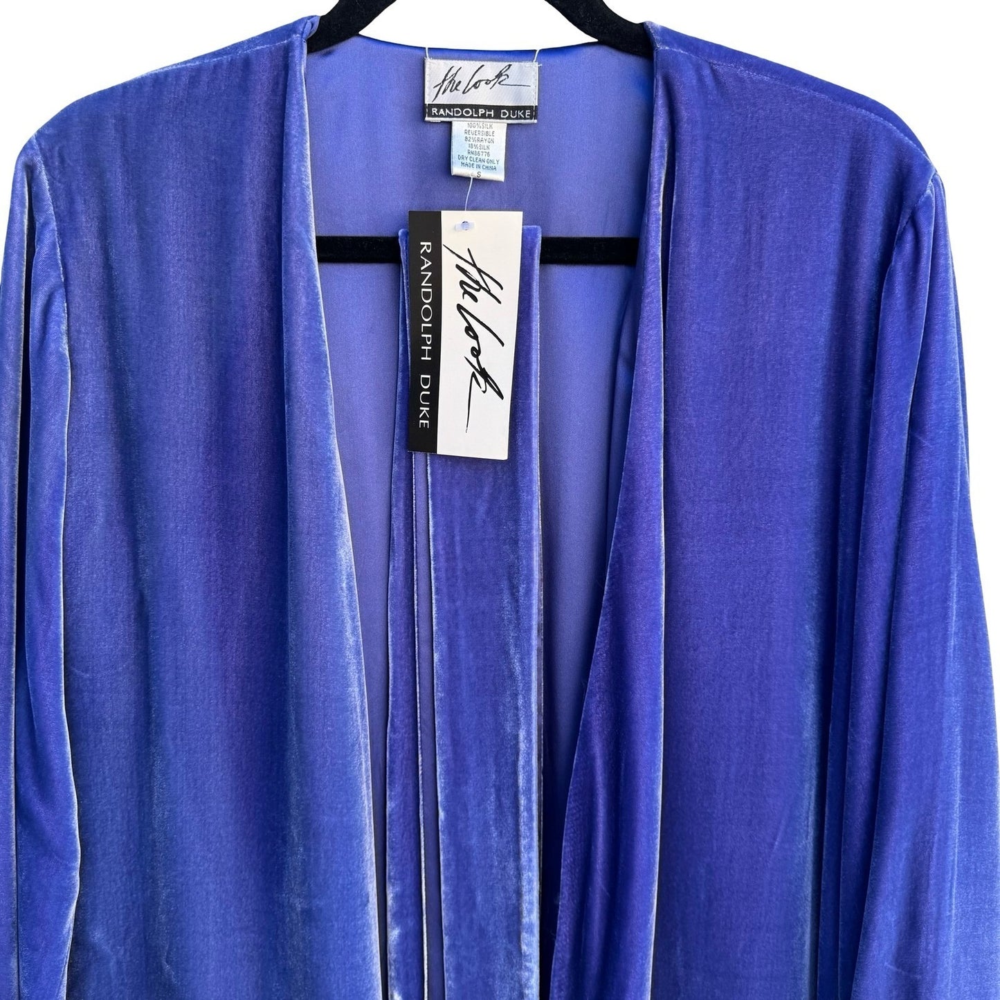 Randolph Duke The Look Reversible Silk Velvet Jacket Blue Open Cardigan SM NWT