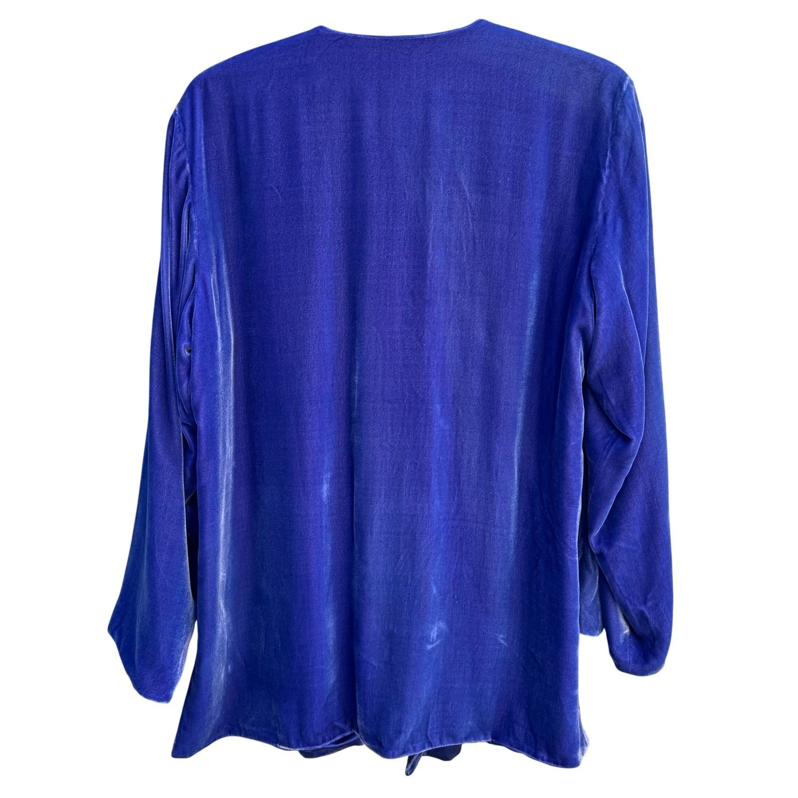 Randolph Duke The Look Reversible Silk Velvet Jacket Blue Open Cardigan SM NWT