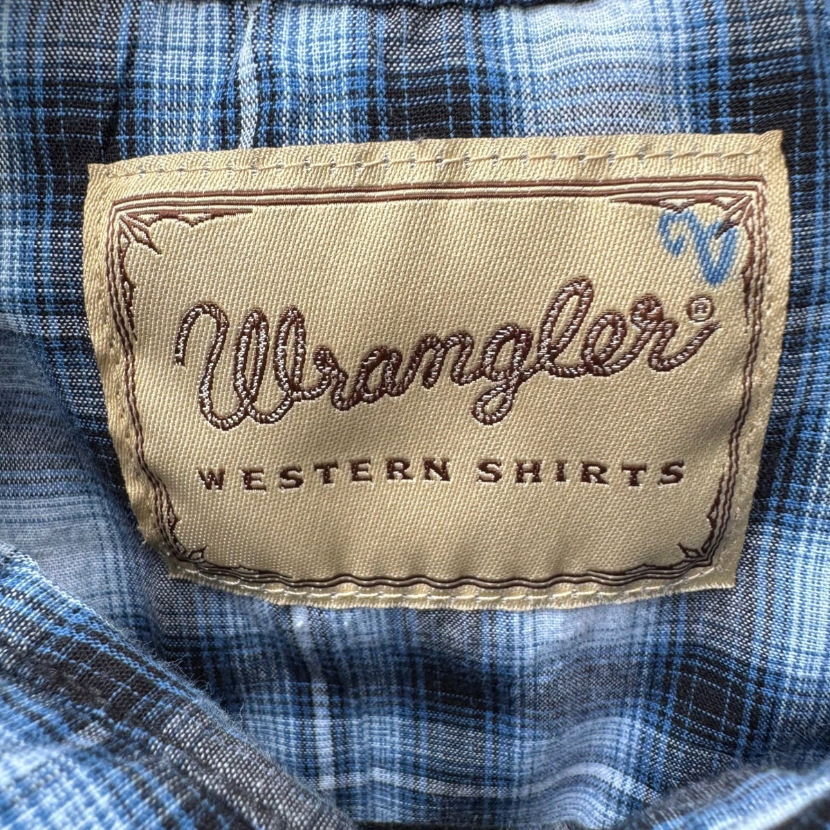 Wrangler Pearl Snap Americana Plaid Cowboy Rodeo Western Yoke Shirt Blue Mens L