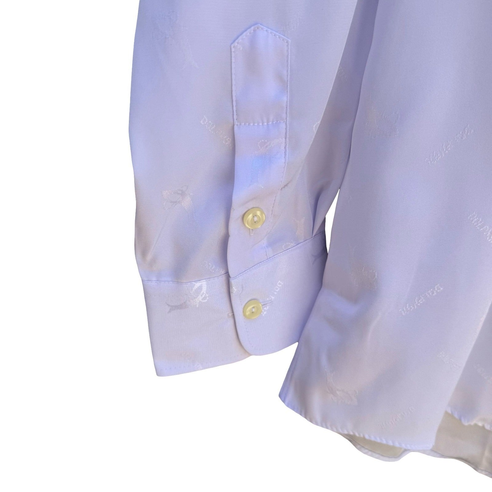 Daedo Korean Vintage Silk Blend Dolphin Jacquard Coastal Dress Shirt White L NEW