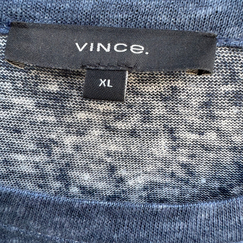 Vince Mens XL Linen Striped Shirt Blue NEW Coastal Quiet Luxury Nautical Preppy
