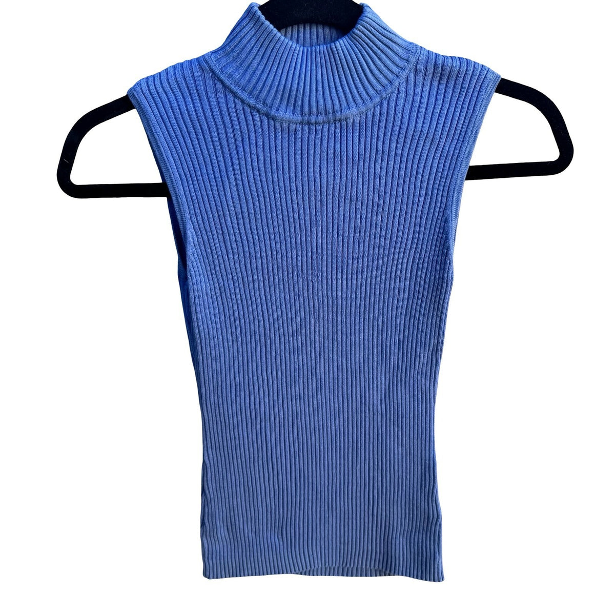 Clio Vintage Y2K 90s Silk Cotton Preppy Ribbed Mock Neck Sleeveless Knit Sweater