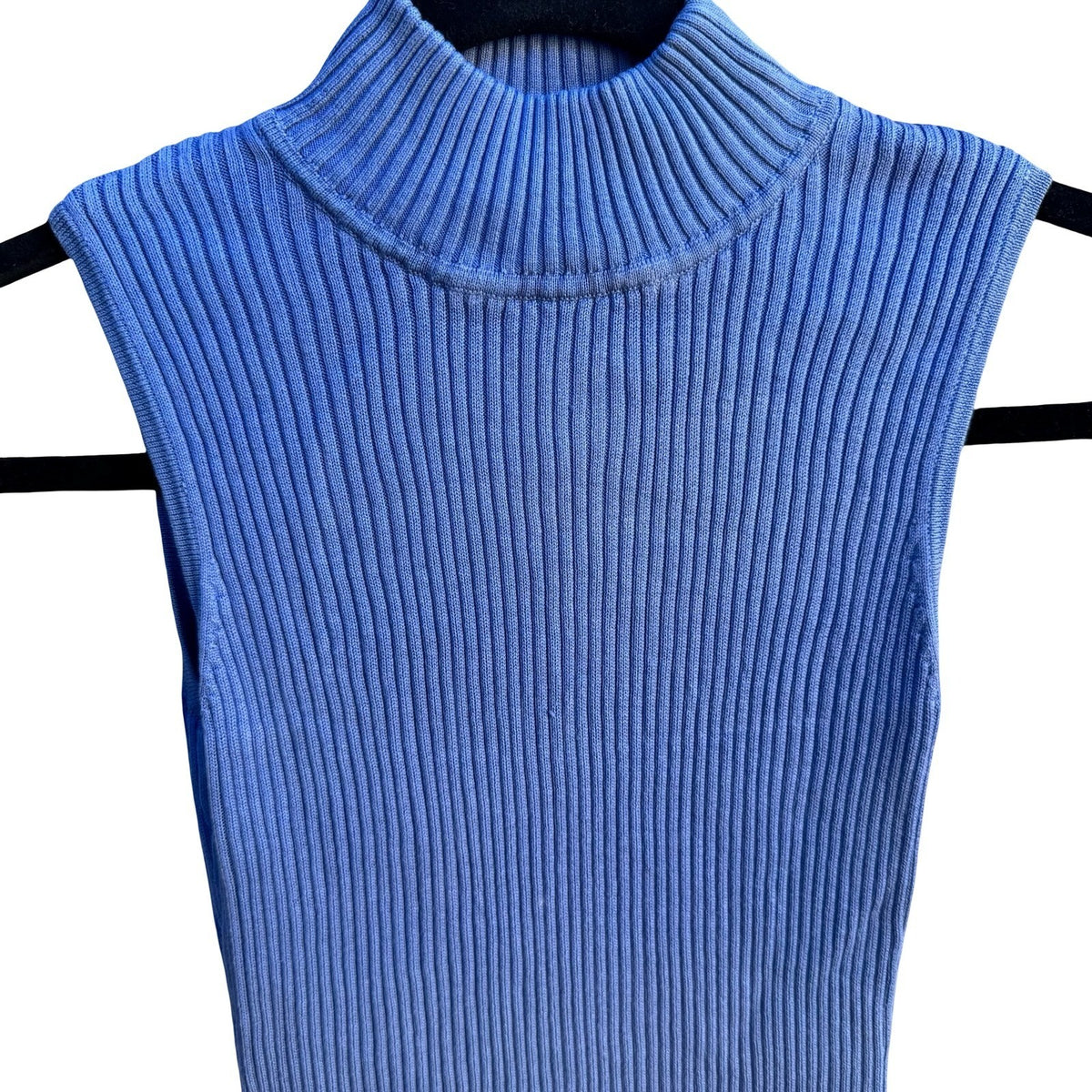 Clio Vintage Y2K 90s Silk Cotton Preppy Ribbed Mock Neck Sleeveless Knit Sweater