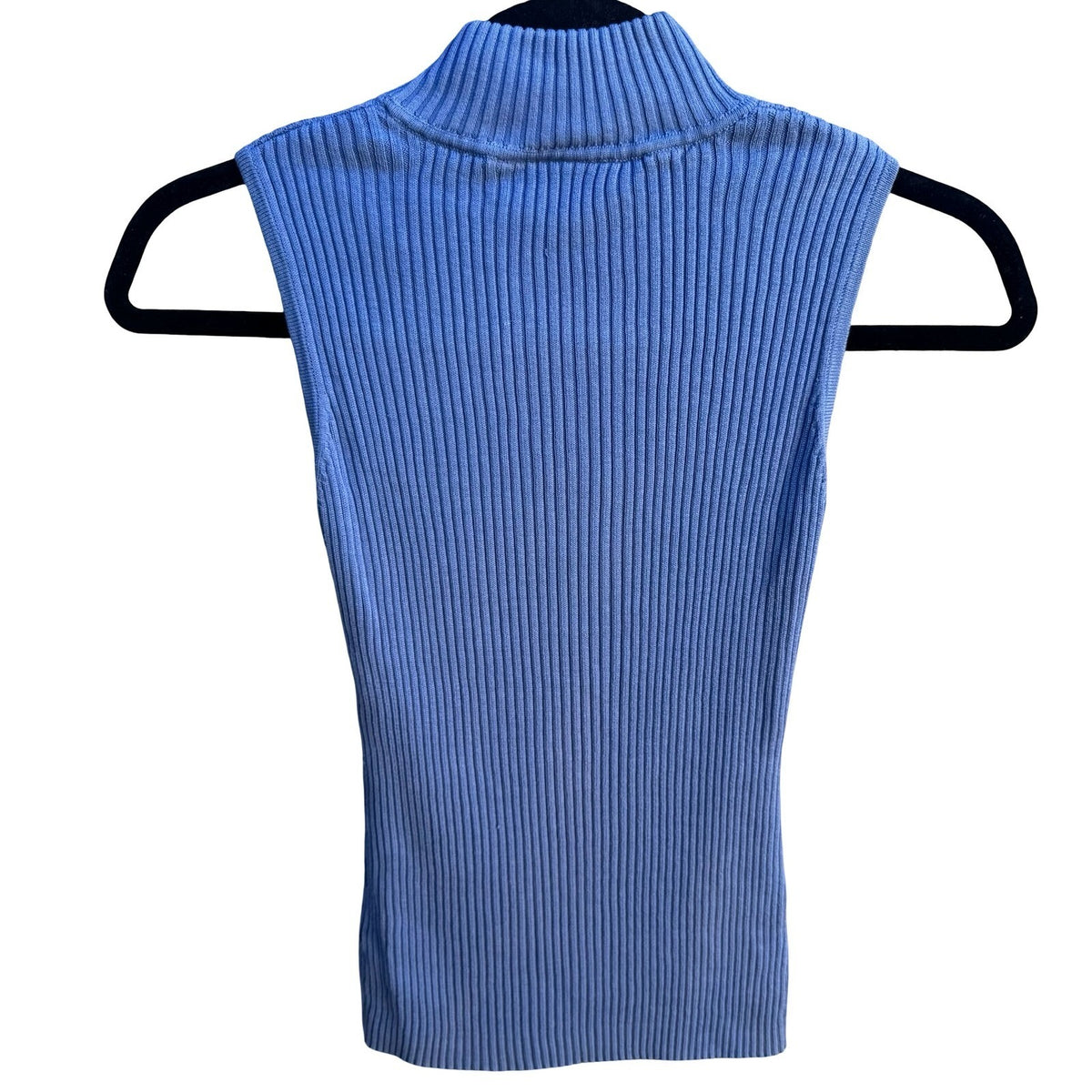 Clio Vintage Y2K 90s Silk Cotton Preppy Ribbed Mock Neck Sleeveless Knit Sweater