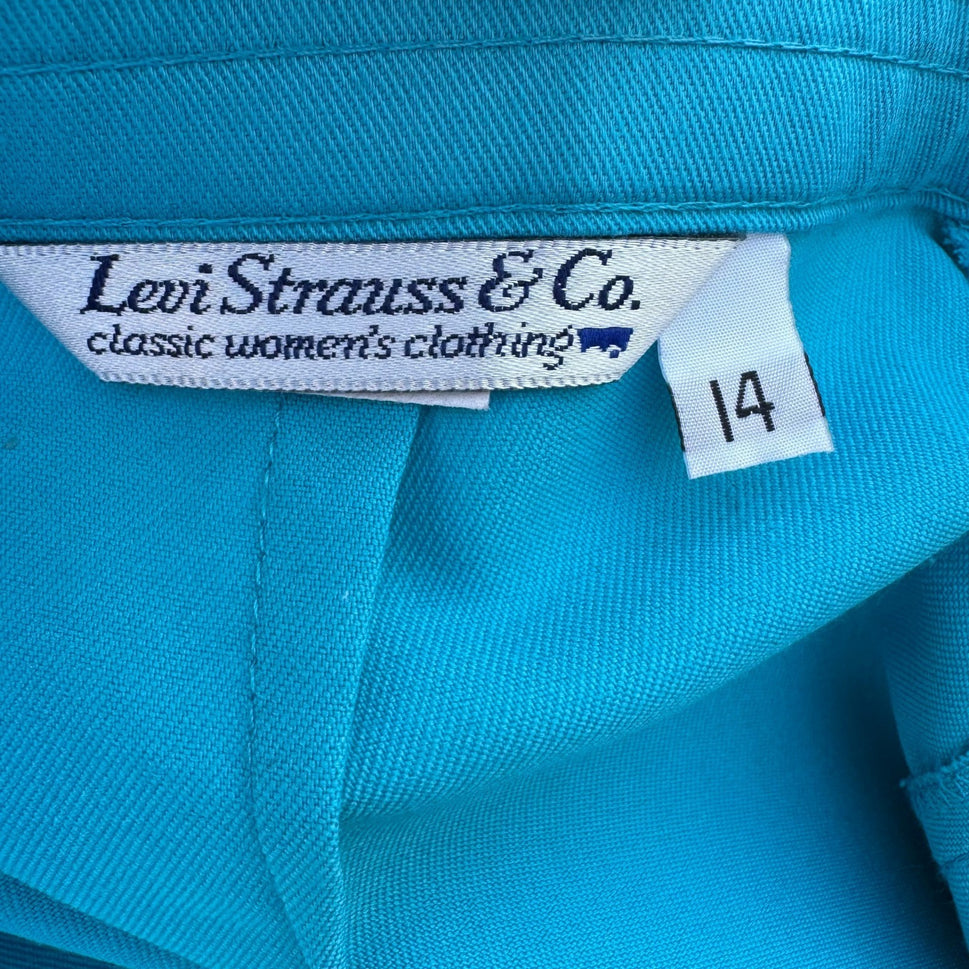 Levi Strauss Vintage 70s Retro Classic Womens 28 Turquoise High Waisted Pants
