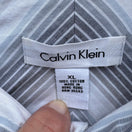 Switch Calvin Klein Mens XL Grey Blue Striped Cotton Long Sleeve Button Up Shirt Preppy 2 image