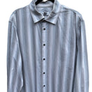 Switch Calvin Klein Mens XL Grey Blue Striped Cotton Long Sleeve Button Up Shirt Preppy 3 image