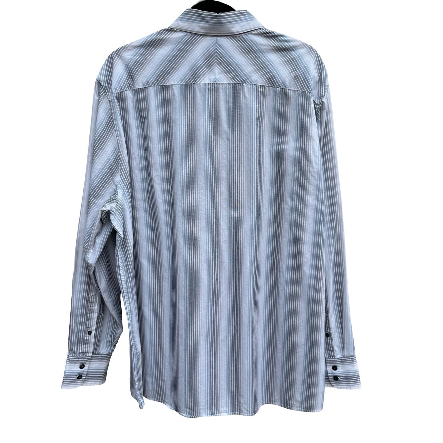 Calvin Klein Mens XL Grey Blue Striped Cotton Long Sleeve Button Up Shirt Preppy