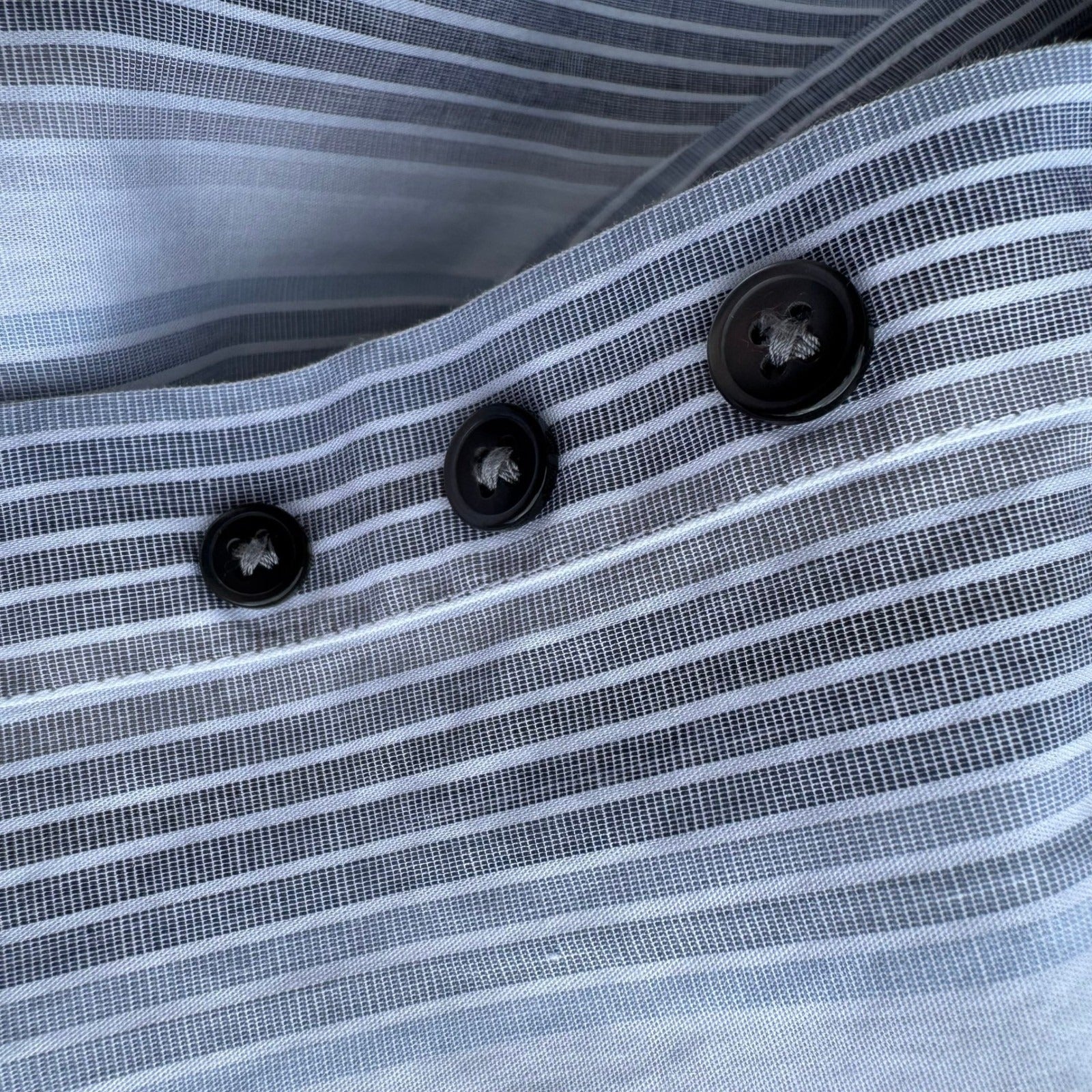 Calvin Klein Mens XL Grey Blue Striped Cotton Long Sleeve Button Up Shirt Preppy