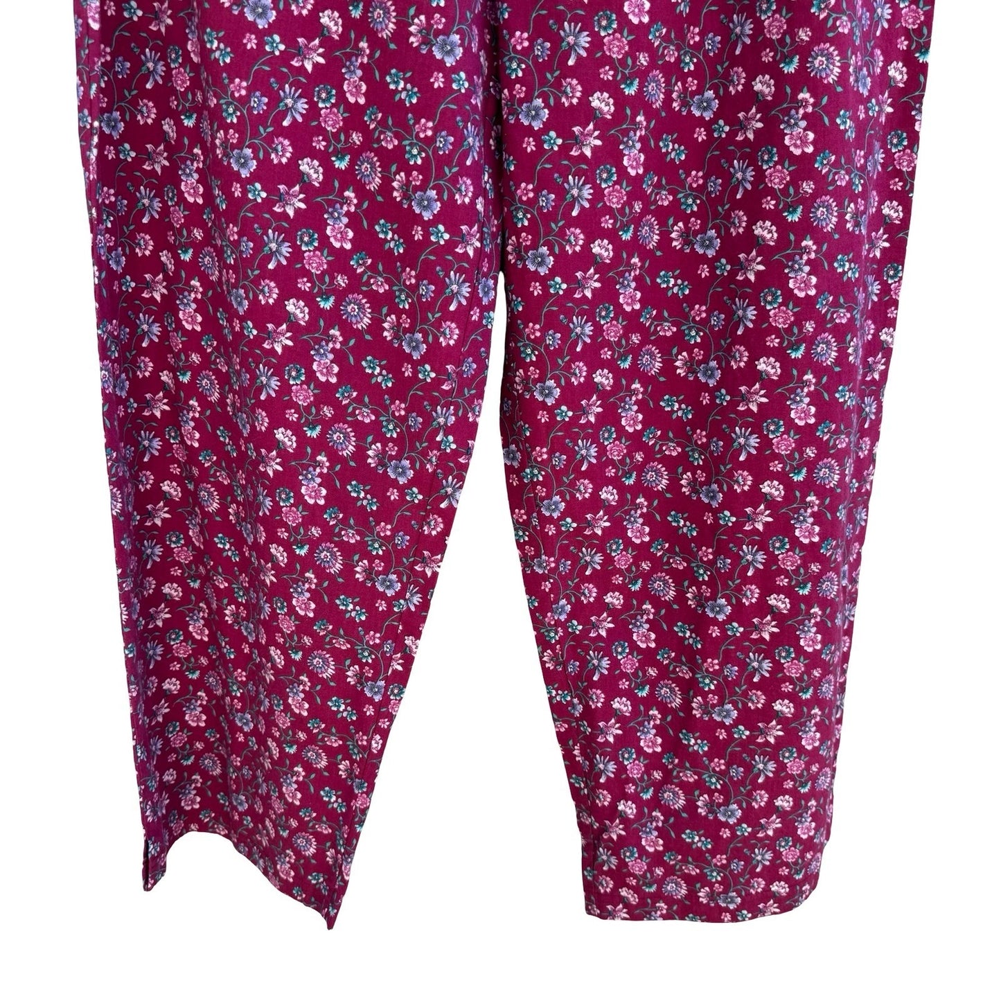 Jockey Pajama Pants Womens XL Burgundy Floral Drawstring Loungewear Cottagecore