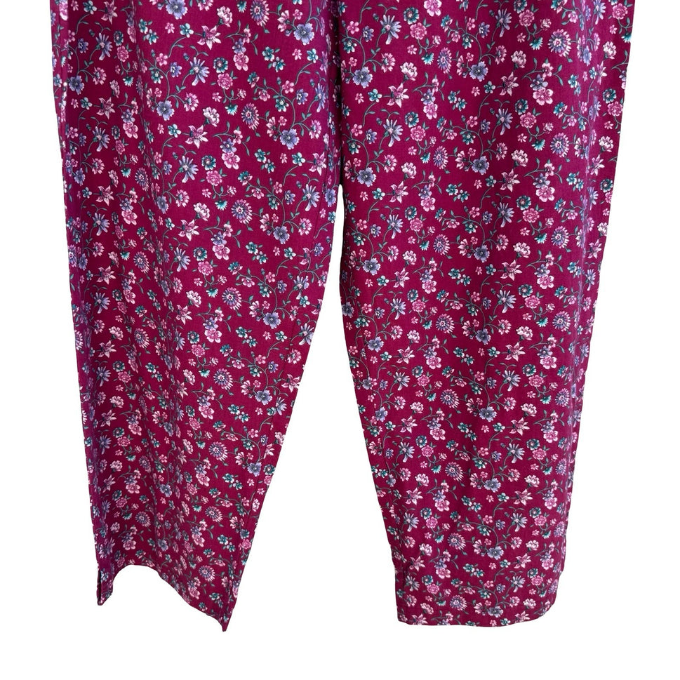 Jockey Pajama Pants Womens XL Burgundy Floral Drawstring Loungewear Cottagecore