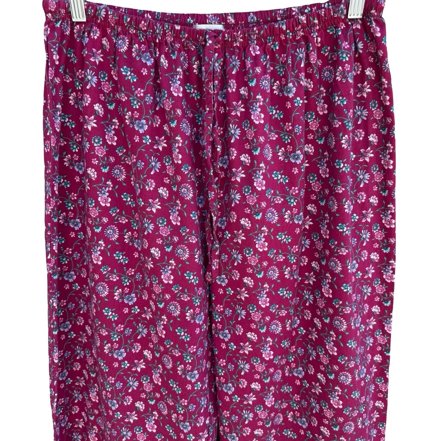 Jockey Pajama Pants Womens XL Burgundy Floral Drawstring Loungewear Cottagecore