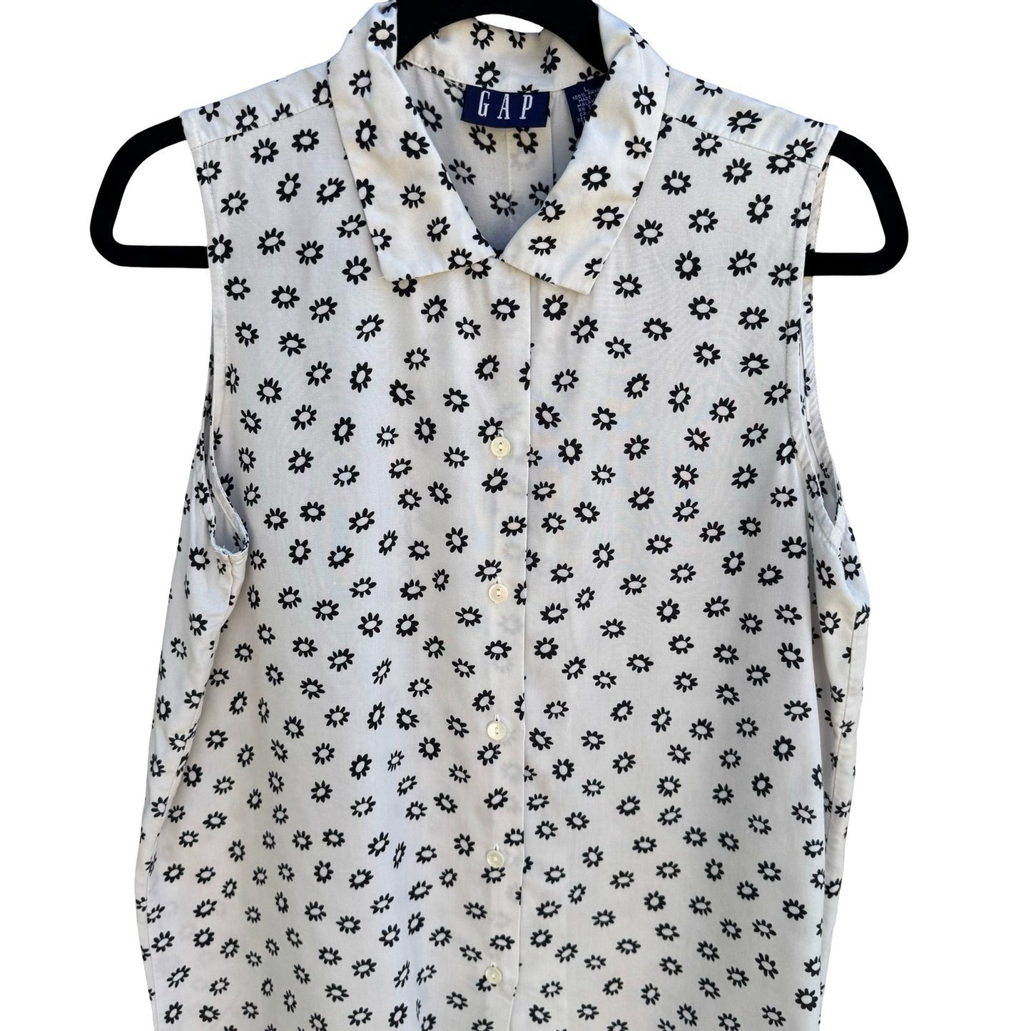Gap Vintage 90s Minimalist Cottagecore Sleeveless Blouse Floral Daisy Womens L