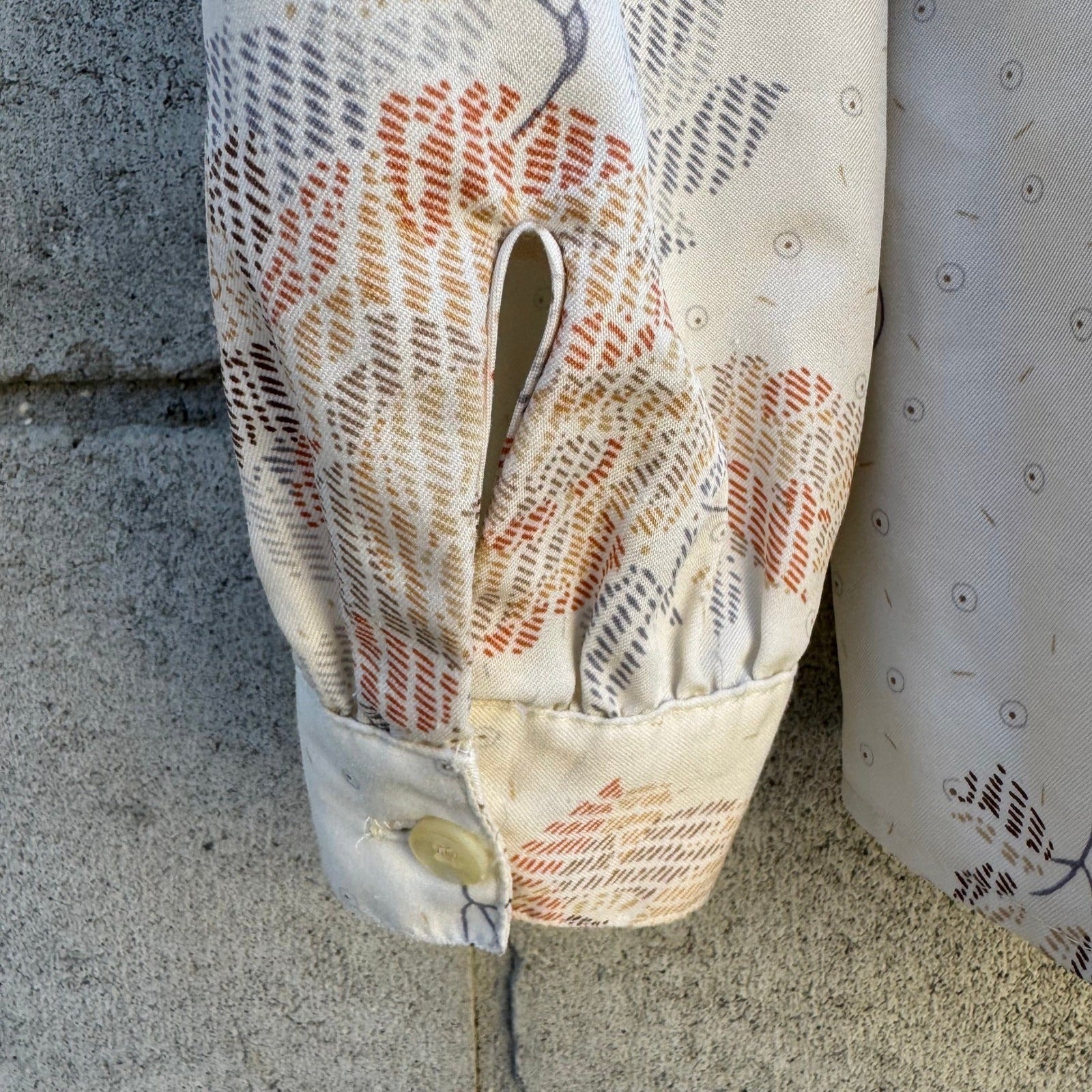 Ruggeri Vintage Neck Bow Blouse Cream Floral Stripe Ruffle Neck Long Sleeve Top