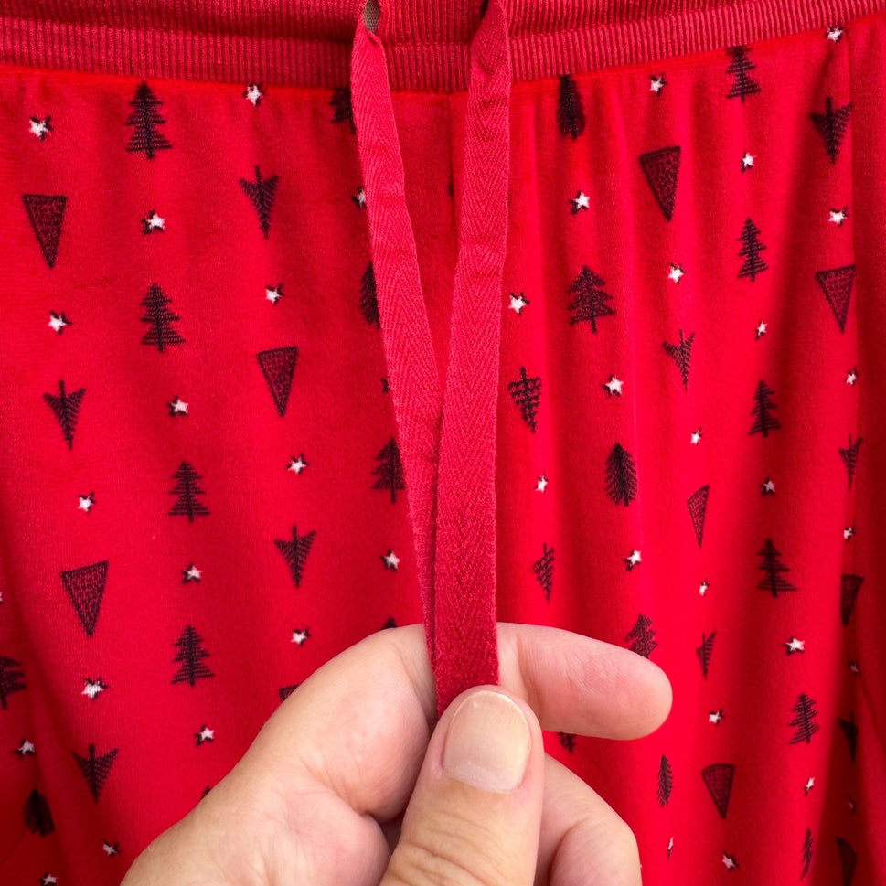 Secret Treasures Red Tree Star Christmas Elastic Waist & Ankle Lounge Pants L