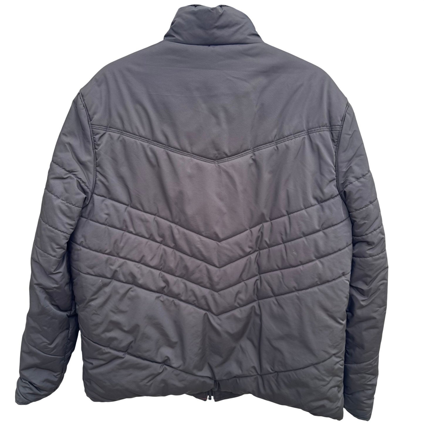 Perry Ellis Mens Chevron Quilted Puffer Jacket Dark Brown Full Zip Stand Collar