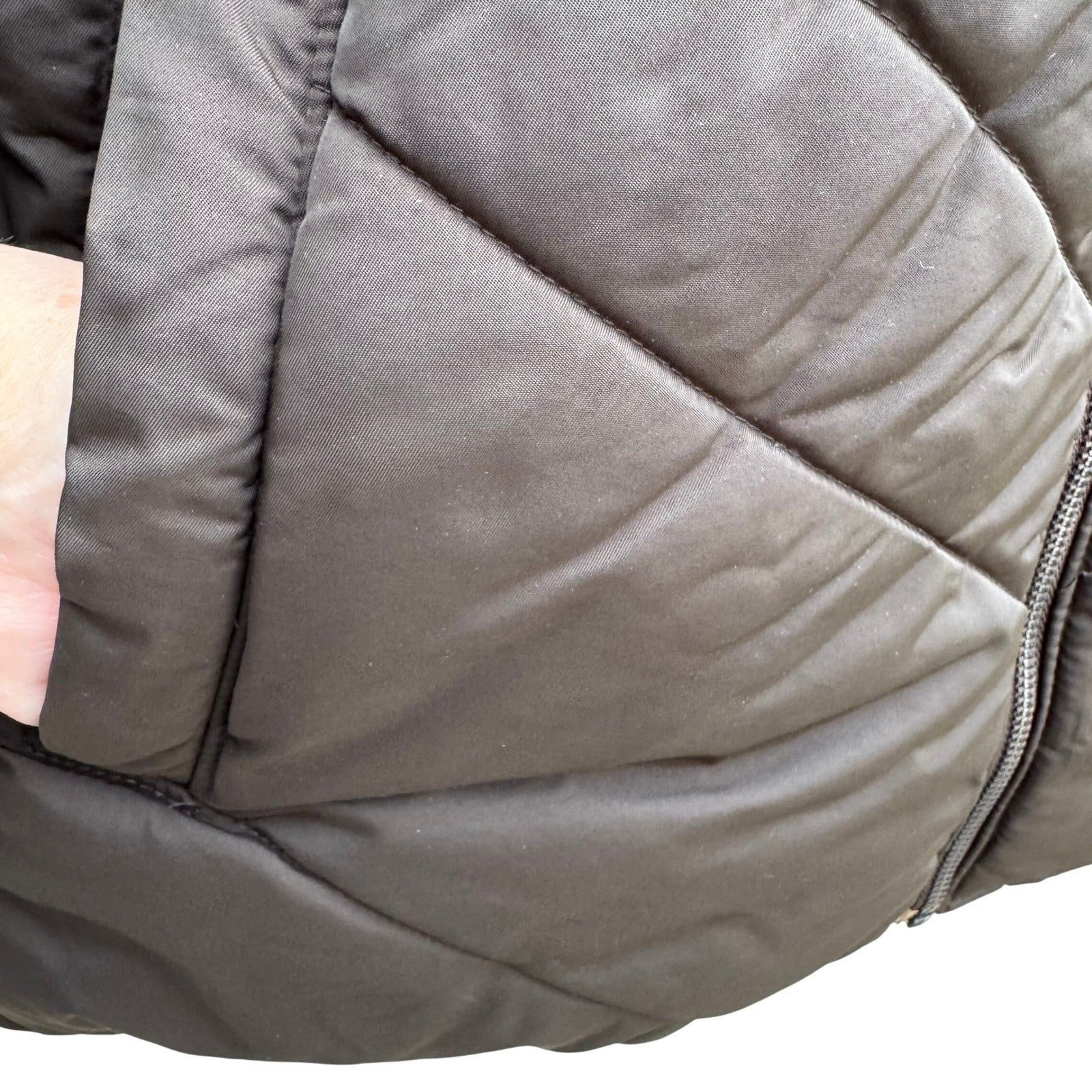 Perry Ellis Mens Chevron Quilted Puffer Jacket Dark Brown Full Zip Stand Collar