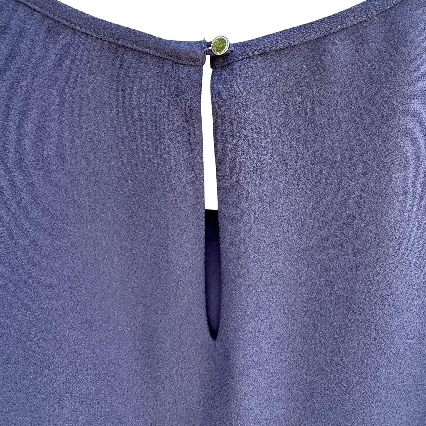 Banana Republic Womens Navy Sleeveless Lace Crochet Fringe Overlay Blouse Top S