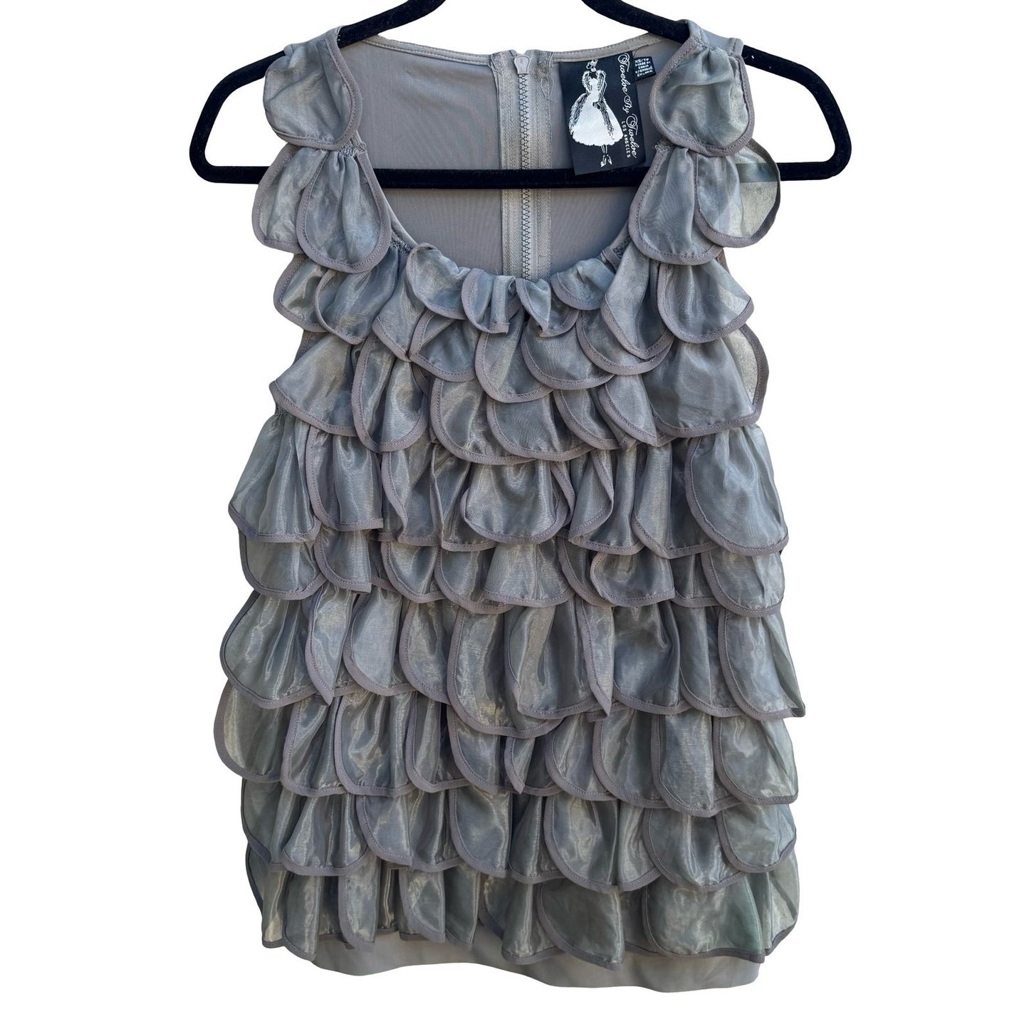 Twelve by Twelve Y2K Avant Garde Mermaidcore Tiered Ruffle Sleeveless Blouse XS