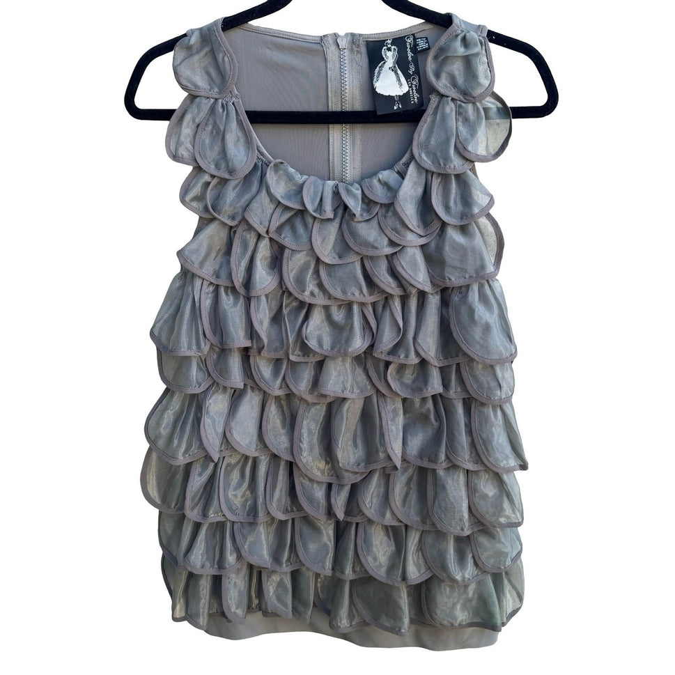 Twelve by Twelve Y2K Avant Garde Mermaidcore Tiered Ruffle Sleeveless Blouse XS