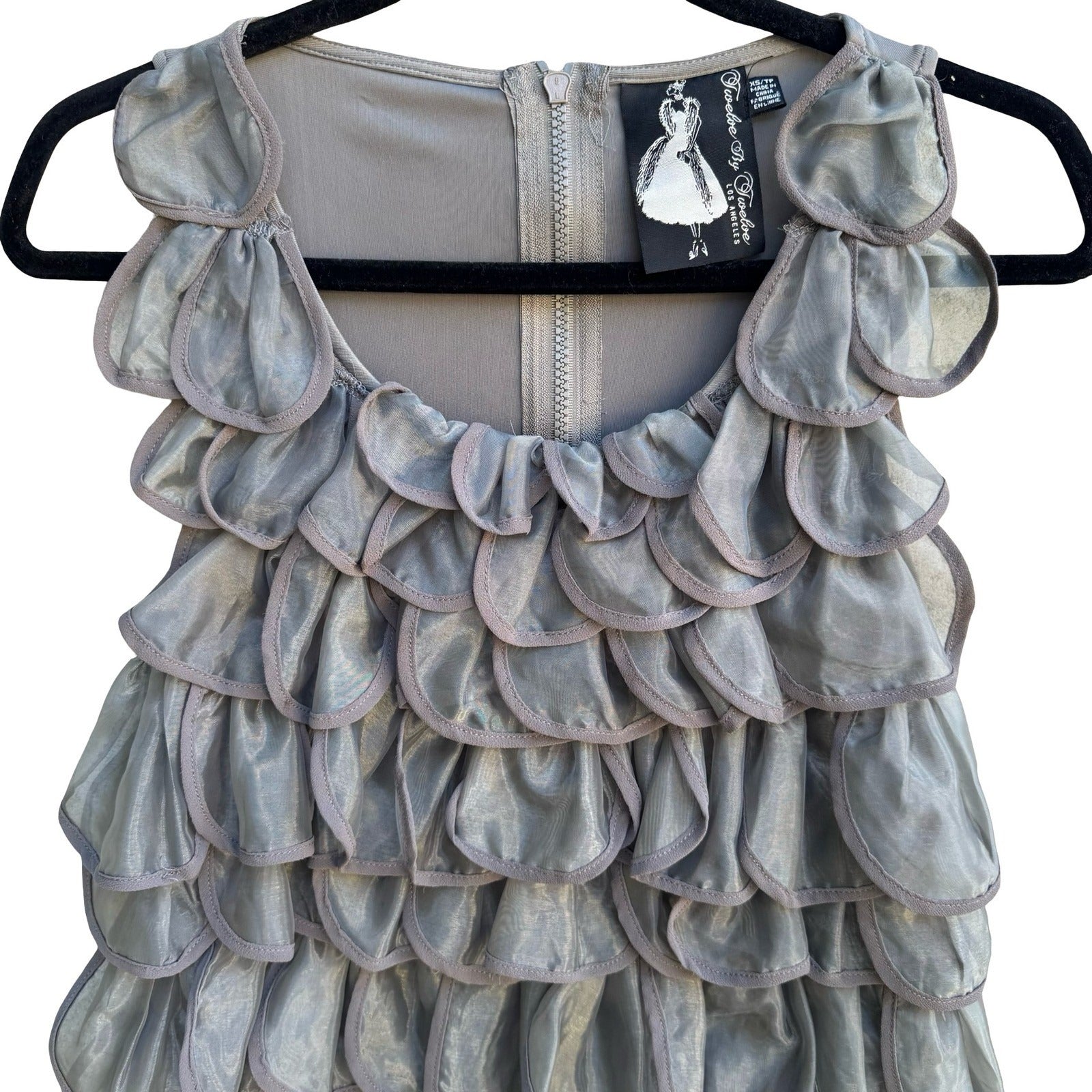 Twelve by Twelve Y2K Avant Garde Mermaidcore Tiered Ruffle Sleeveless Blouse XS