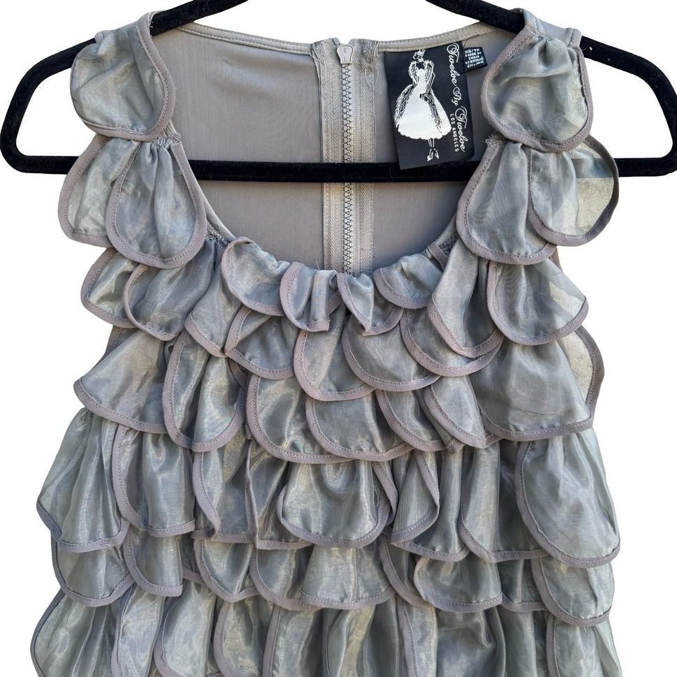 Twelve by Twelve Y2K Avant Garde Mermaidcore Tiered Ruffle Sleeveless Blouse XS