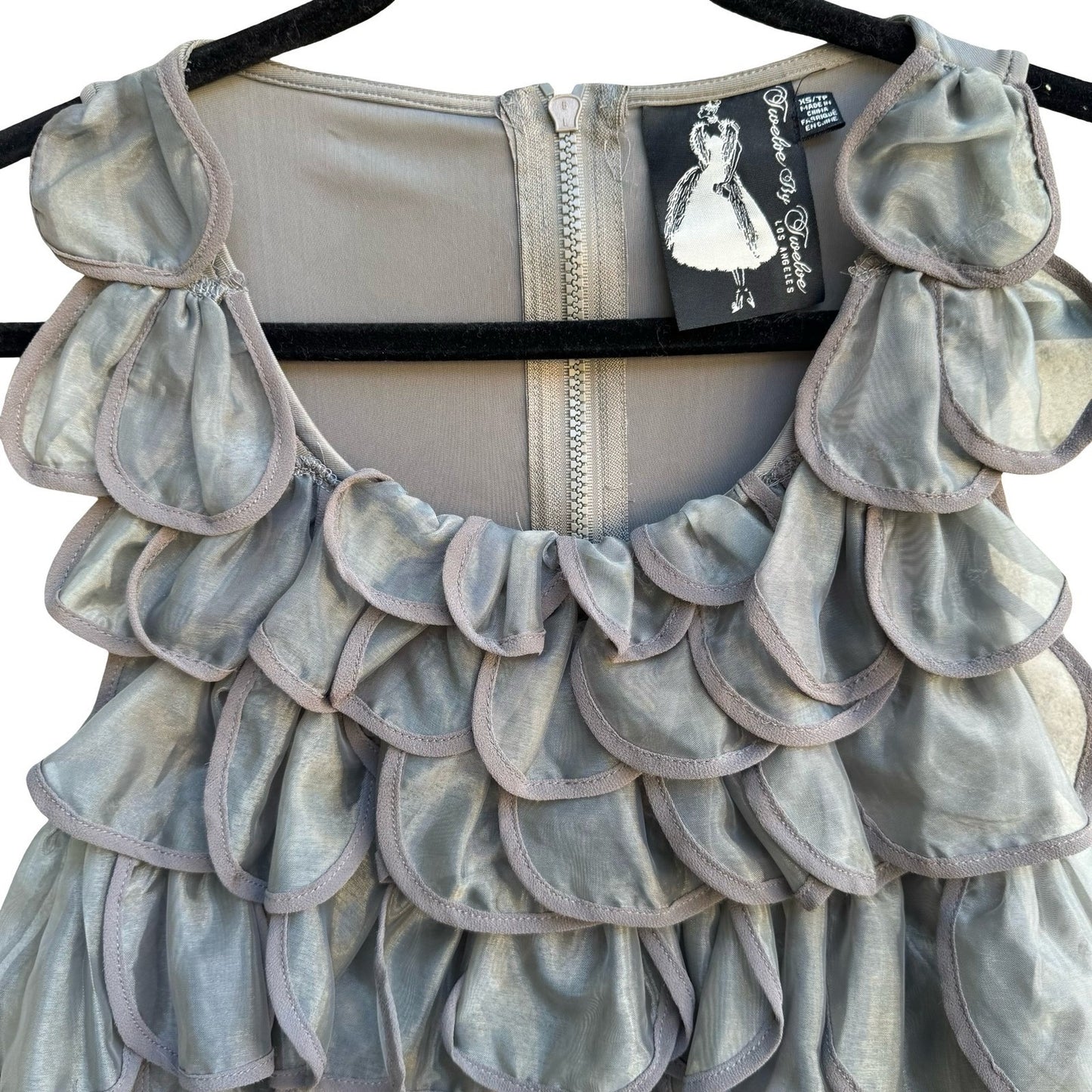 Twelve by Twelve Y2K Avant Garde Mermaidcore Tiered Ruffle Sleeveless Blouse XS