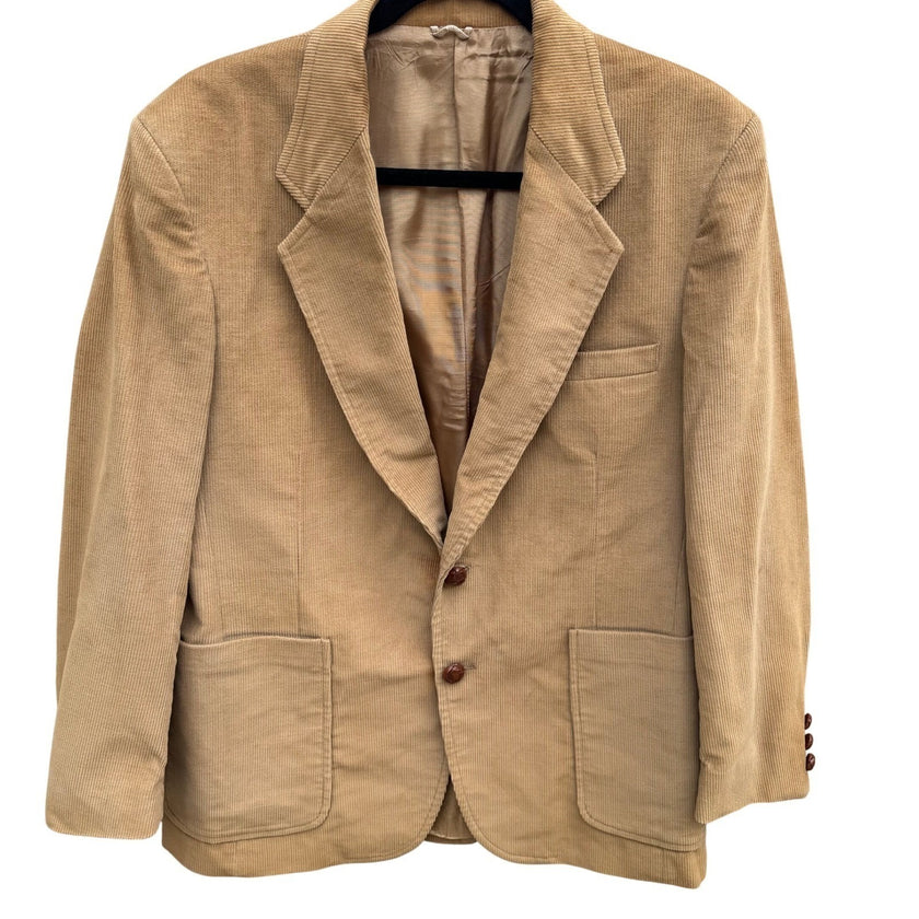 Sears The Corduroy Collection Vintage Tan Blazer Sport Coat Mens 40S 70s Retro
