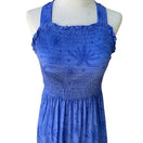 Switch Vince Camuto Tropical Smocked Open Cross Back Midi Dress Blue 10 Boho Coastal 3 image