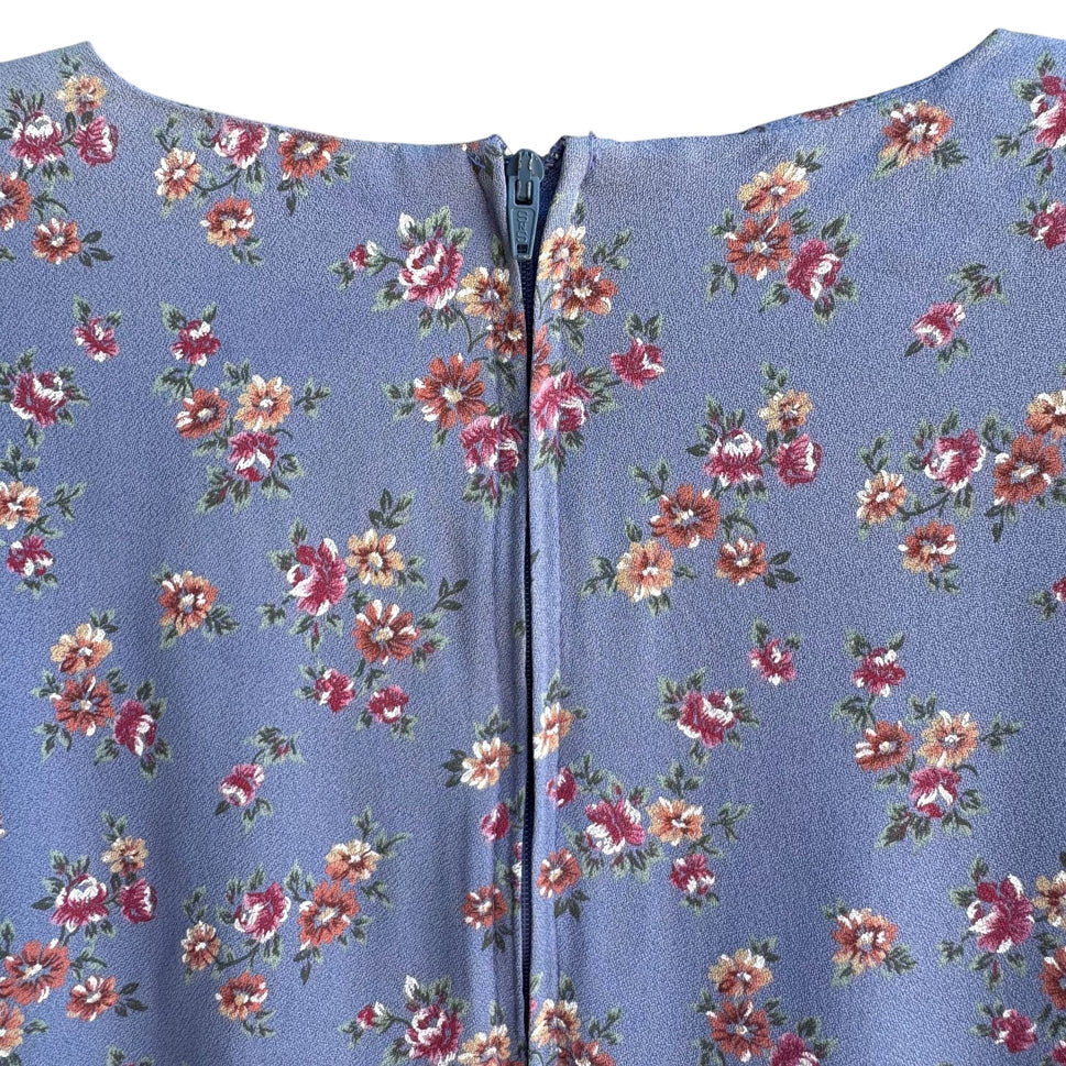 RJ Stevens Petites Vintage Womens Festival Blue Floral Short Sleeve Romper 10