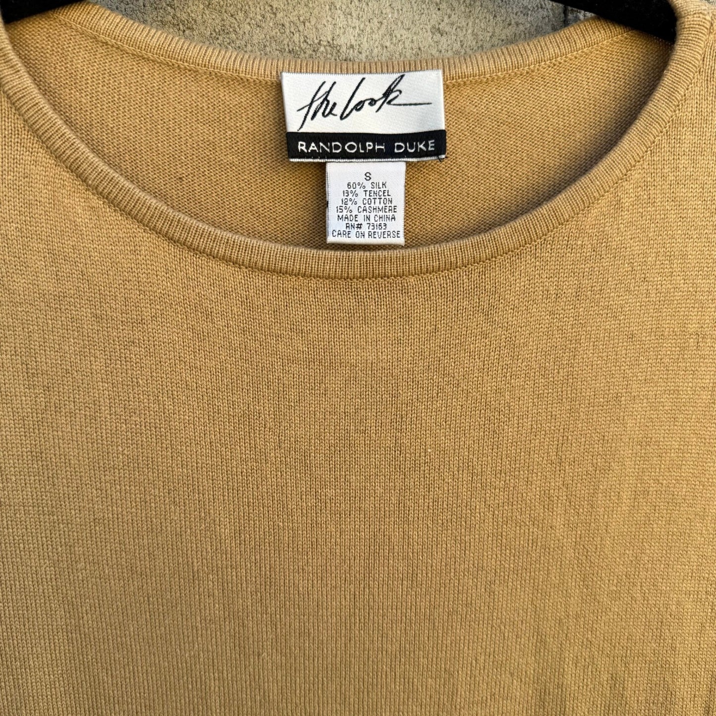 Randolph Duke The Look Silk Cashmere Blend Crew Neck Sweater Camel Tan Small
