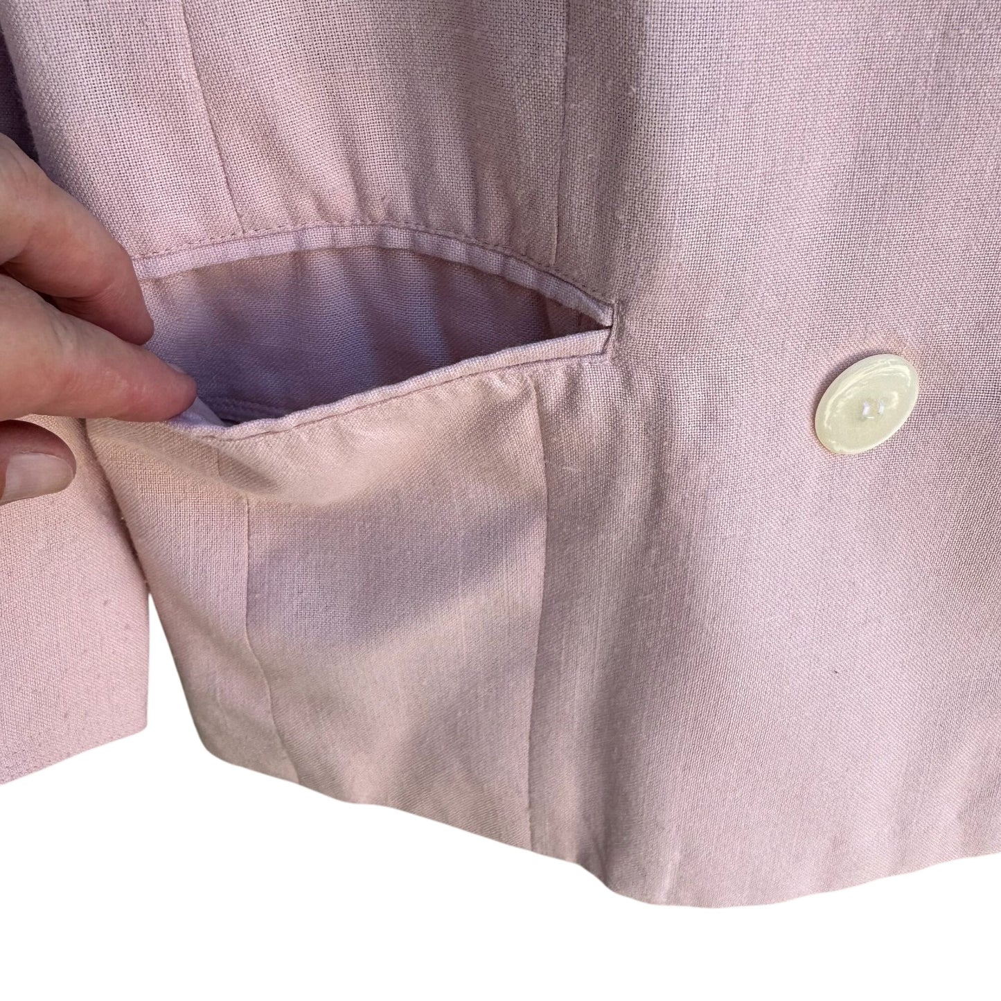 Bentley Vintage 80s Womens Pastel Pink Double-Breasted Preppy Blazer Jacket 6