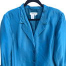 Switch Coldwater Creek Silk Old Money Teal Blazer Womens Preppy Regency Button Jacket 16 3 image