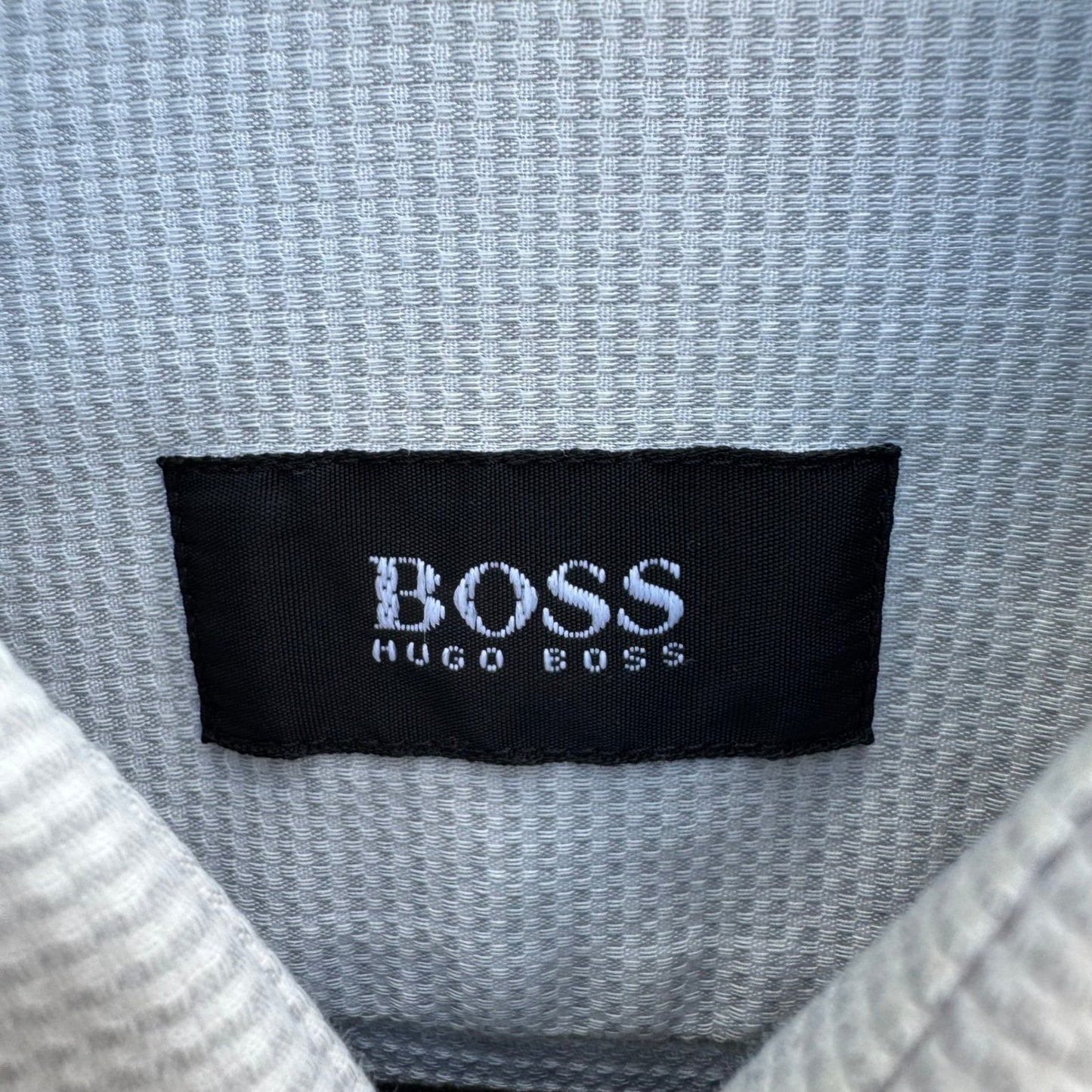 Hugo Boss Minimalist Professional Luxury Micro Check Textured Dress Shirt Grey