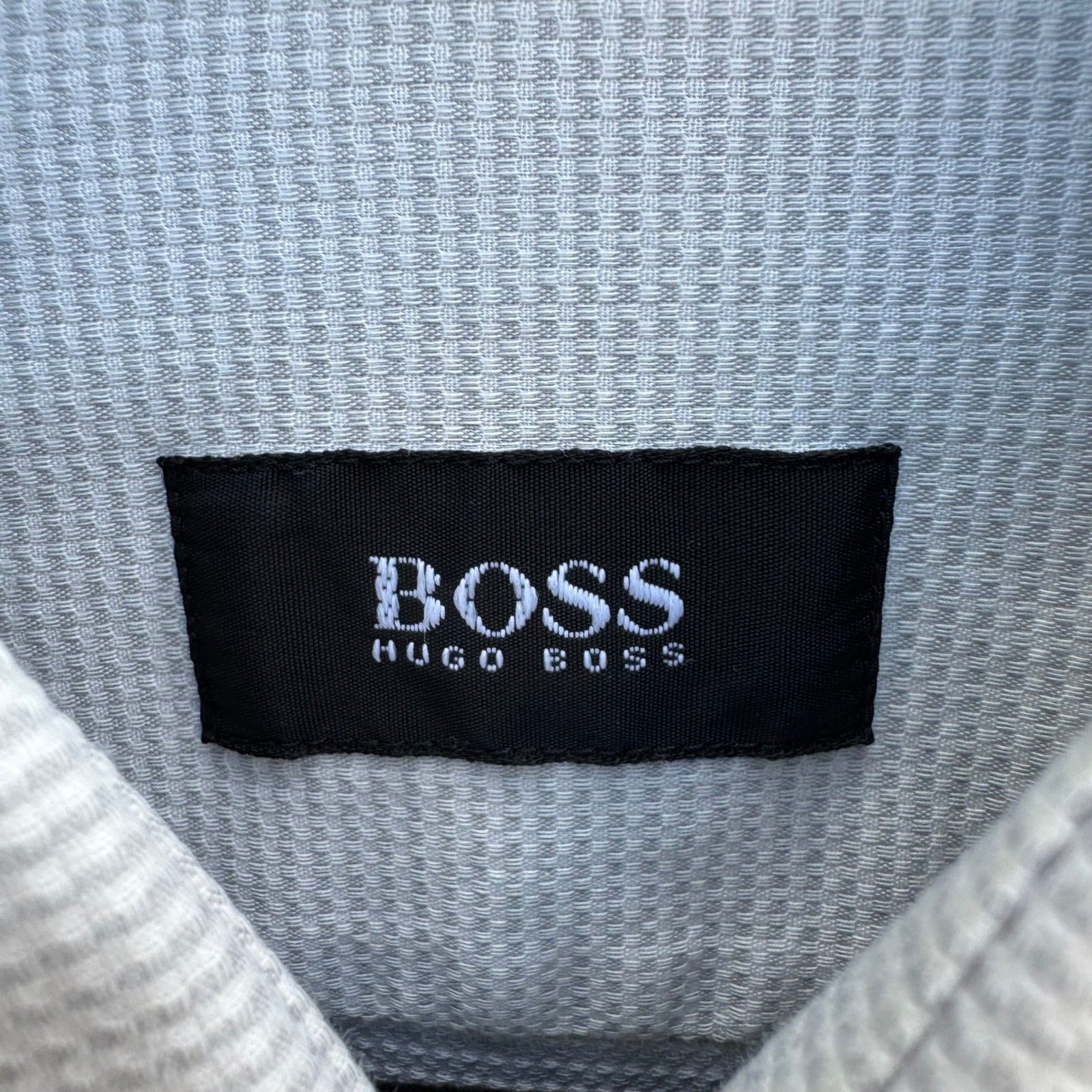 Hugo Boss Minimalist Professional Luxury Micro Check Textured Dress Shirt Grey