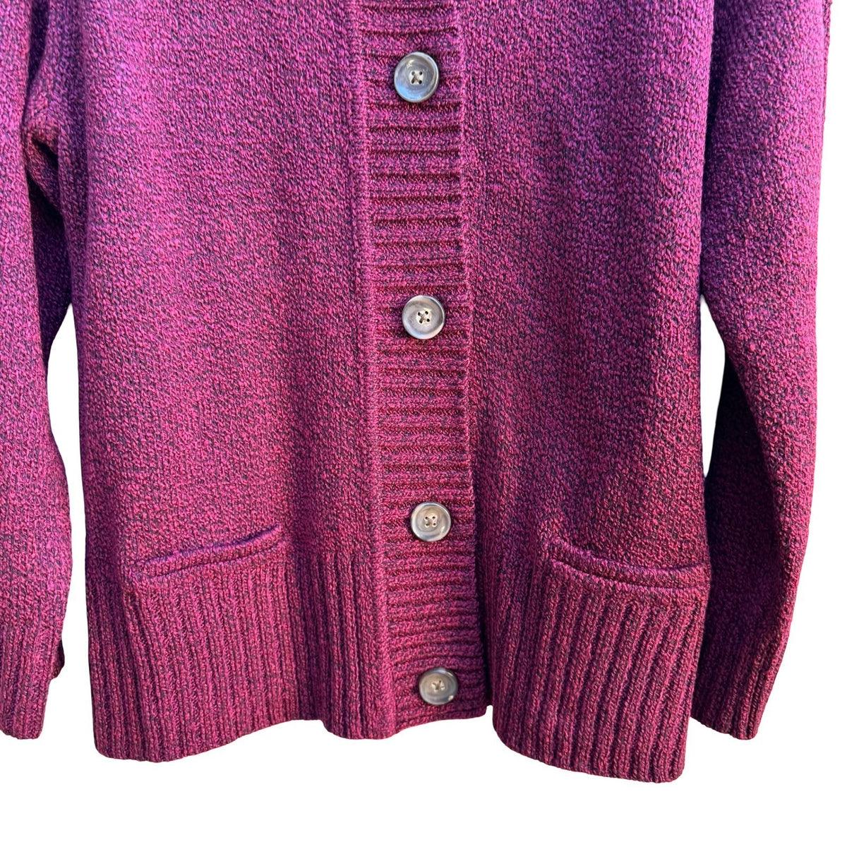 Karen Scott Marled Knit Layering Polo Collar Cardigan Merlot Red Women L NEW