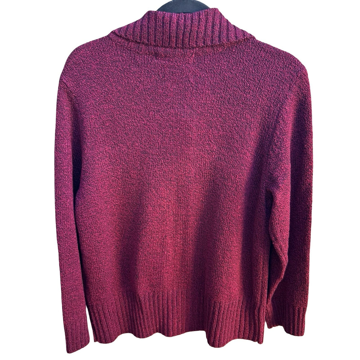Karen Scott Marled Knit Layering Polo Collar Cardigan Merlot Red Women L NEW