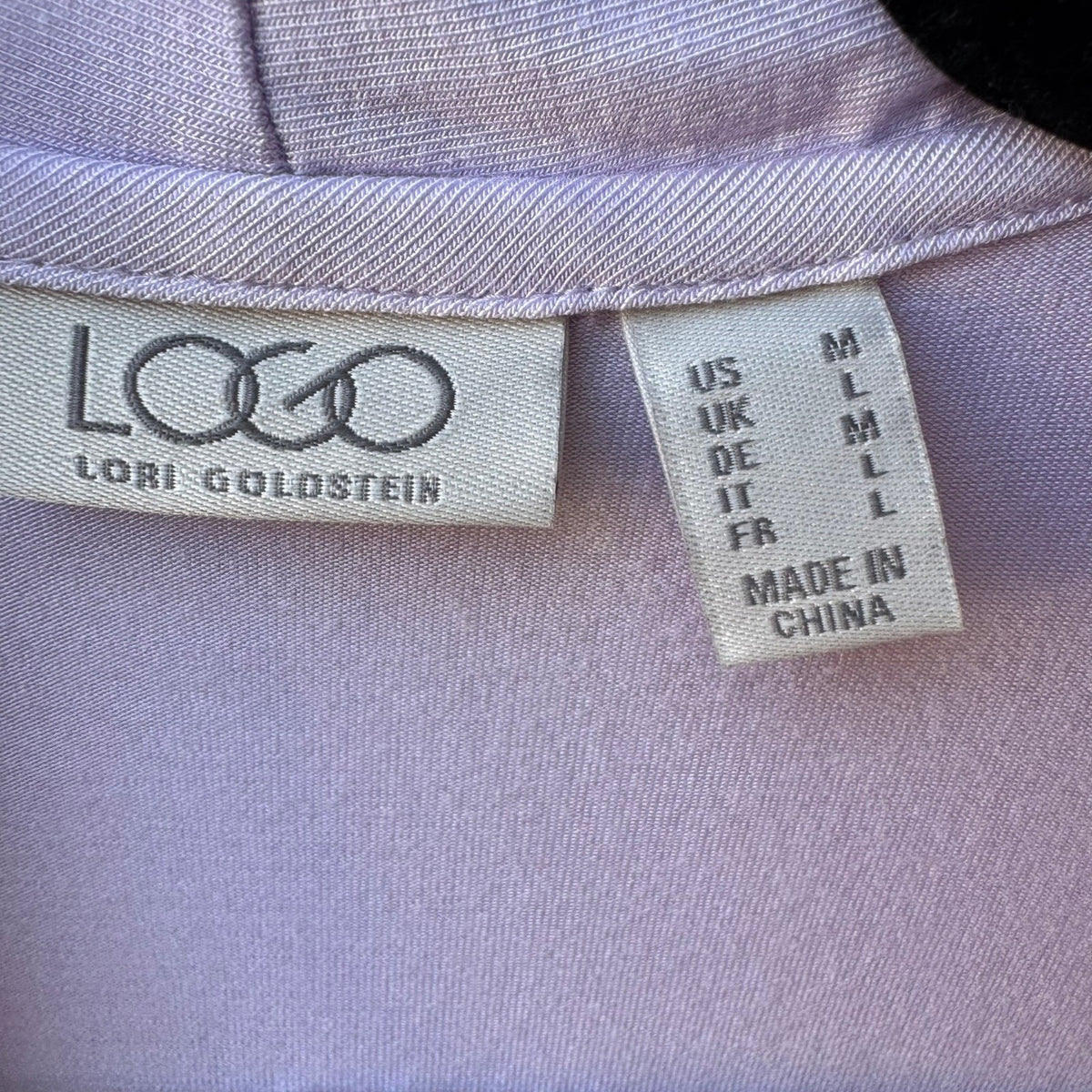 LOGO Lori Goldstein Layering Minimalist Open Satin Hem Cardigan Purple M NEW