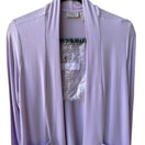 Switch LOGO Lori Goldstein Layering Minimalist Open Satin Hem Cardigan Purple M NEW 3 image