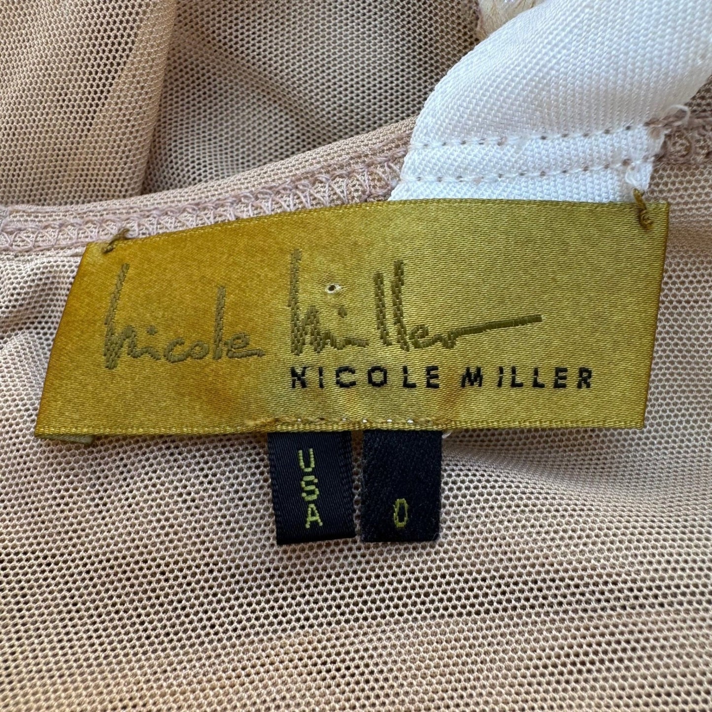 Nicole Miller Y2K Coquette Ethereal Ruched Iridescent Trim Tank Blouse White 0