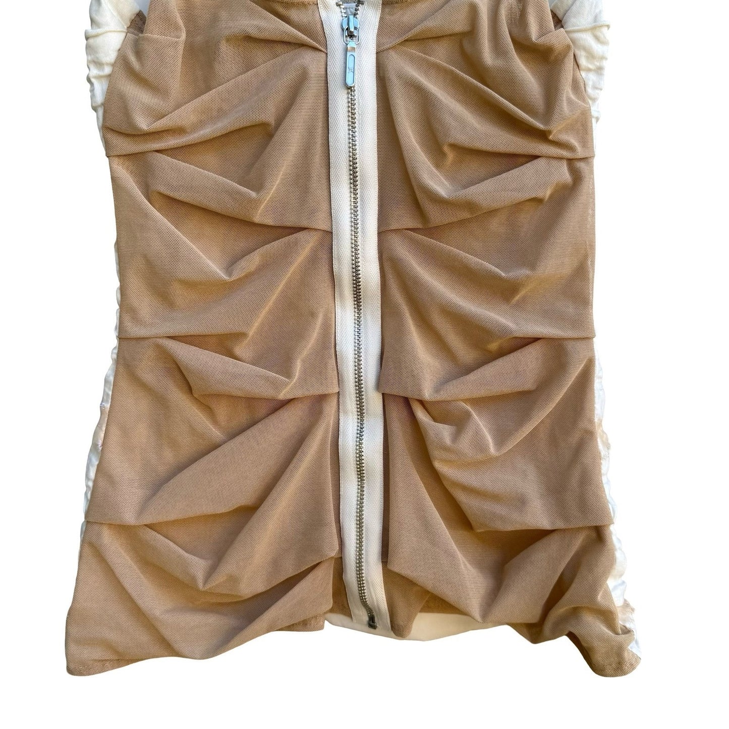 Nicole Miller Y2K Coquette Ethereal Ruched Iridescent Trim Tank Blouse White 0