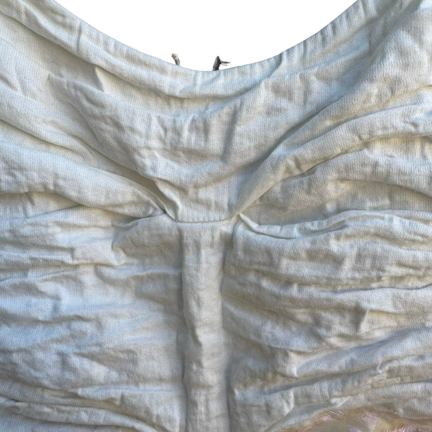 Nicole Miller Y2K Coquette Ethereal Ruched Iridescent Trim Tank Blouse White 0