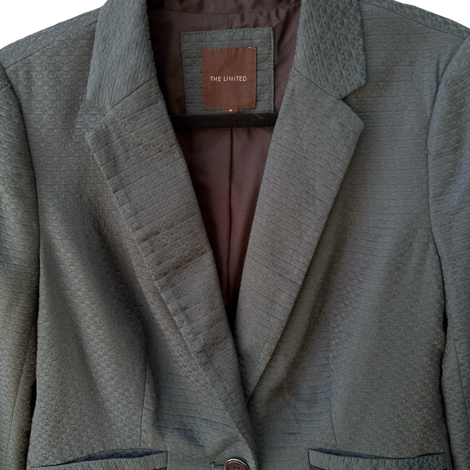 The Limited Textured Corporate Blazer Career Jacket Minimalist Teal Womens M