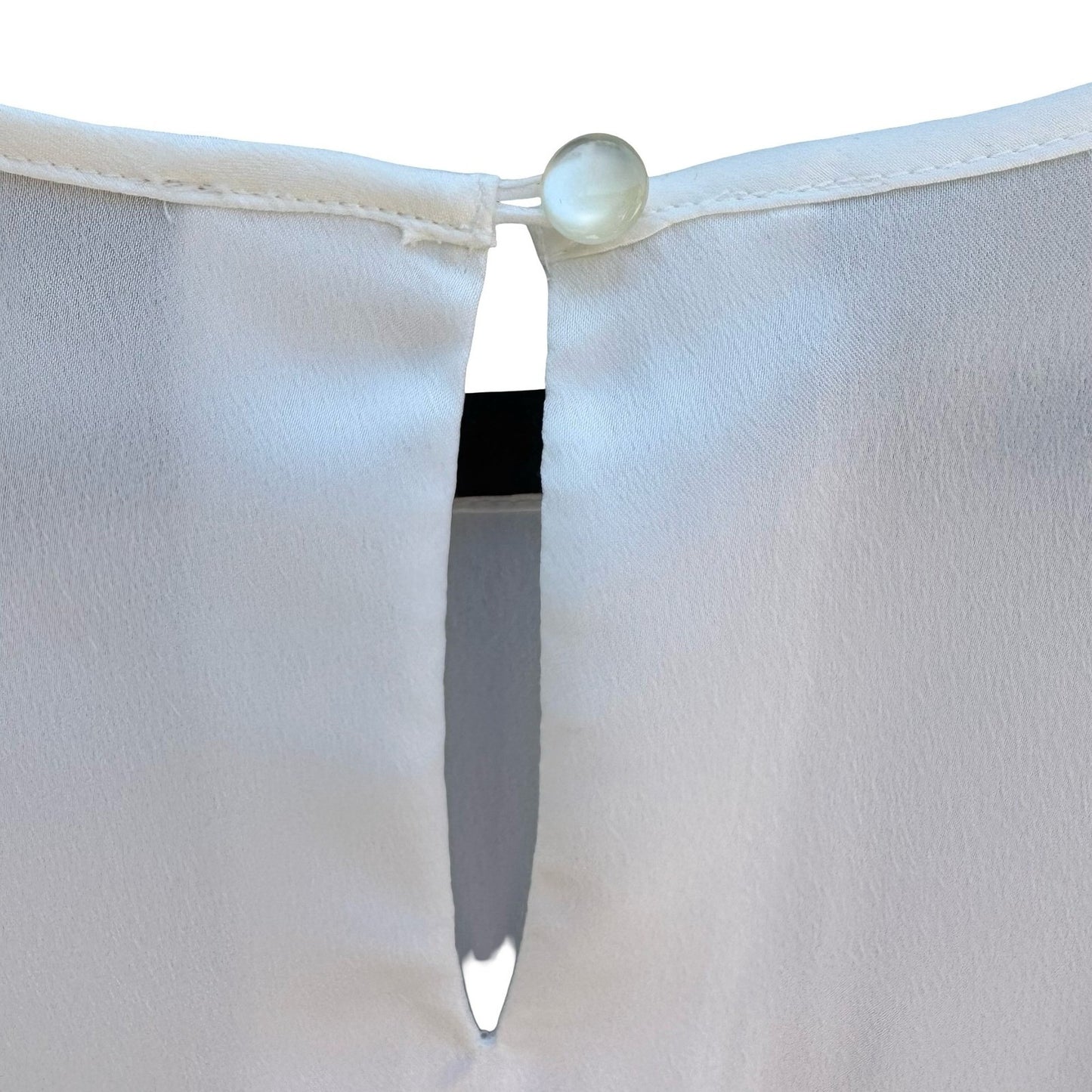 Kasper Womens L Ivory Sleeveless Round Neck Keyhole Back Blouse Shell Minimalist