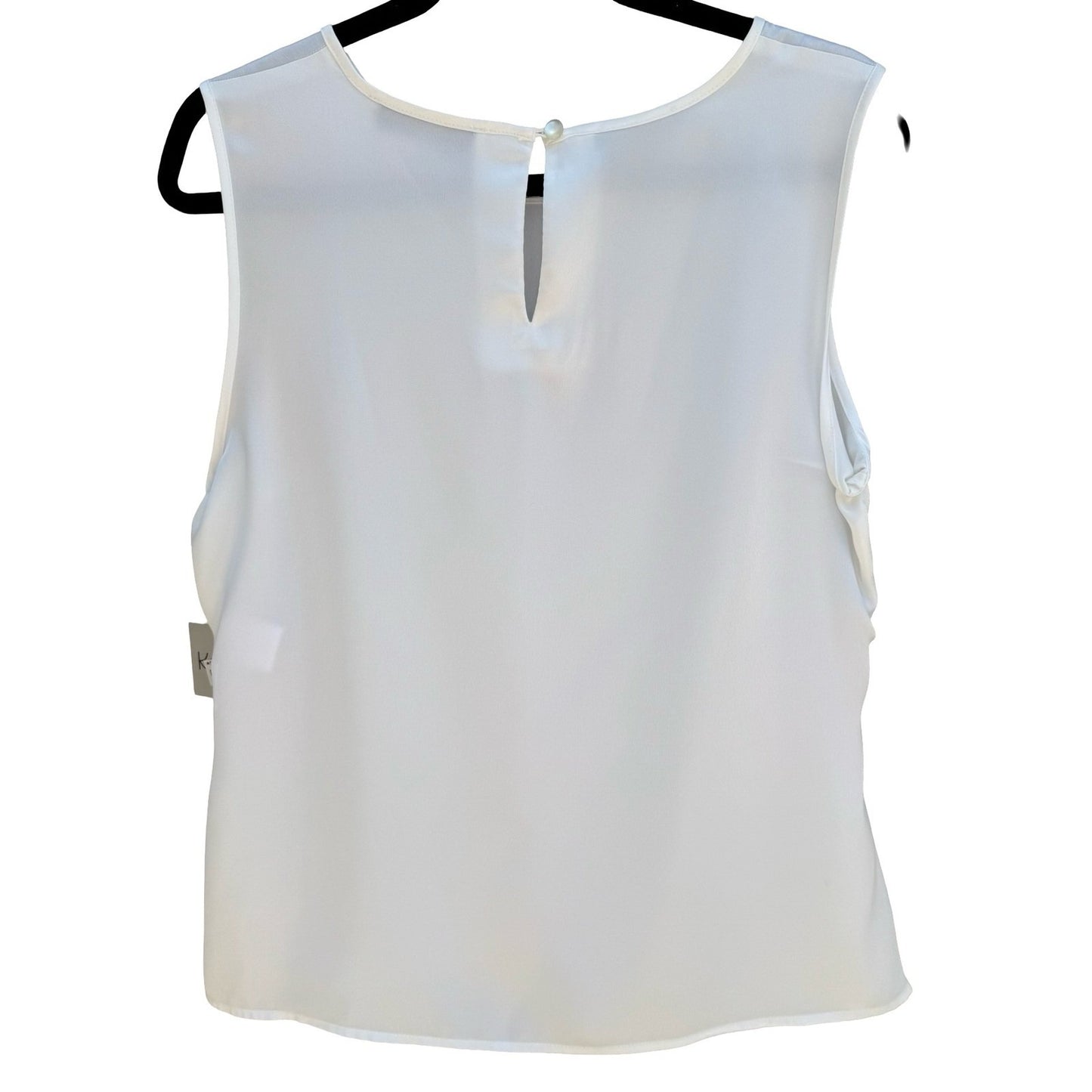 Kasper Womens L Ivory Sleeveless Round Neck Keyhole Back Blouse Shell Minimalist