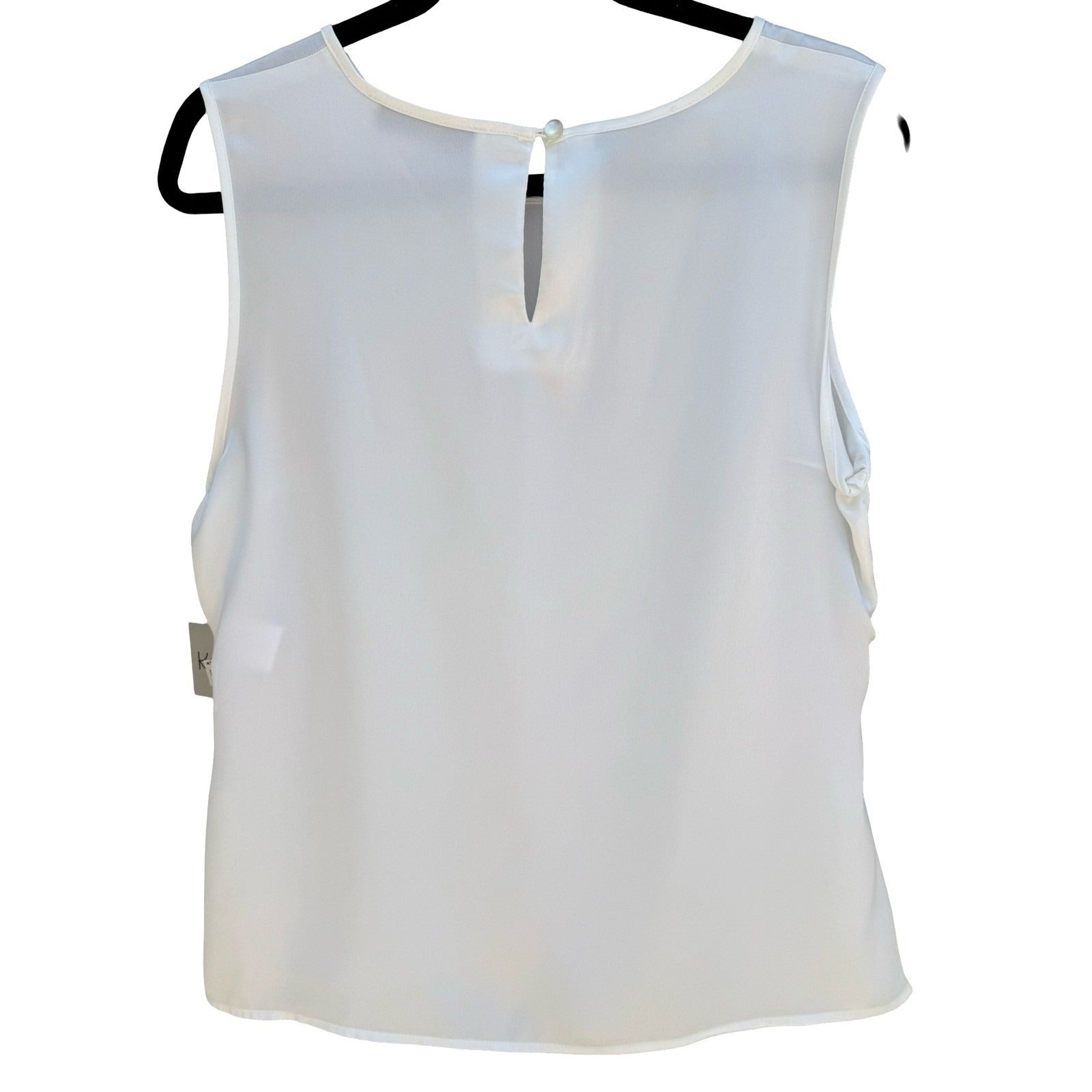 Kasper Womens L Ivory Sleeveless Round Neck Keyhole Back Blouse Shell Minimalist