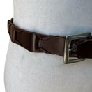 Switch Gap Boho Western Rustic Brown Genuine Leather Braided Interlocking Link Belt XL 2 image