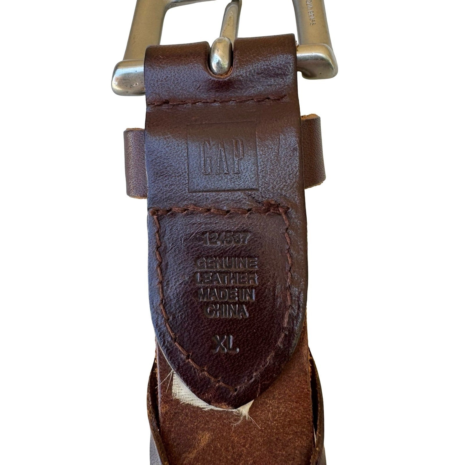 Gap Boho Western Rustic Brown Genuine Leather Braided Interlocking Link Belt XL