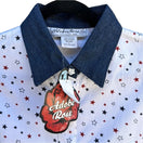 Switch Adobe Rose Women&#39;s Sleeveless Star Print Button-Up Shirt With Denim Collar - NWT 3 image